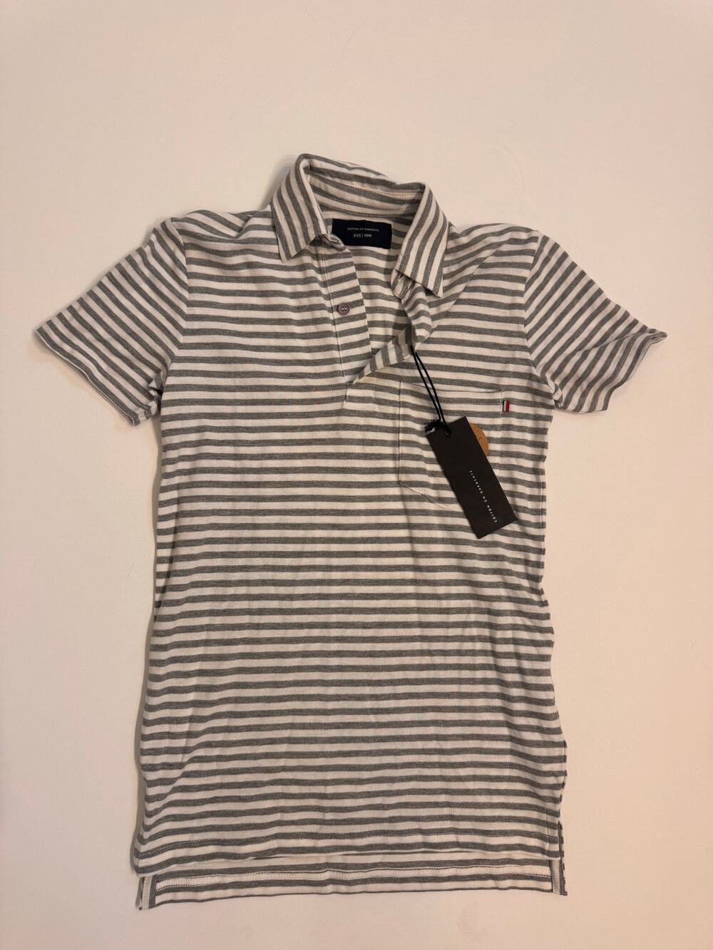 NWT Cotton On Men's Short Sleeve Prep Polo Grey Stripe Size XXS 362754-02